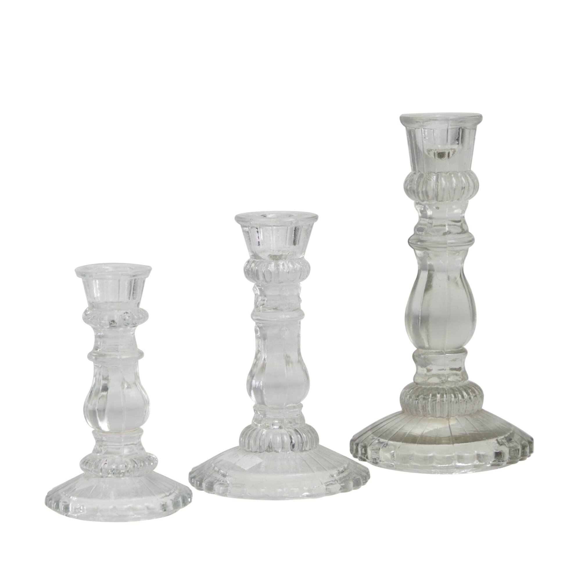 Clear Glass Candle Holder Set